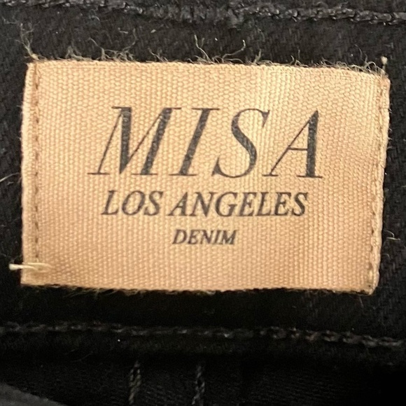 Misa The Super Star Cropped Split Hem Grommet Flare Jeans in Black - Picture 8 of 10